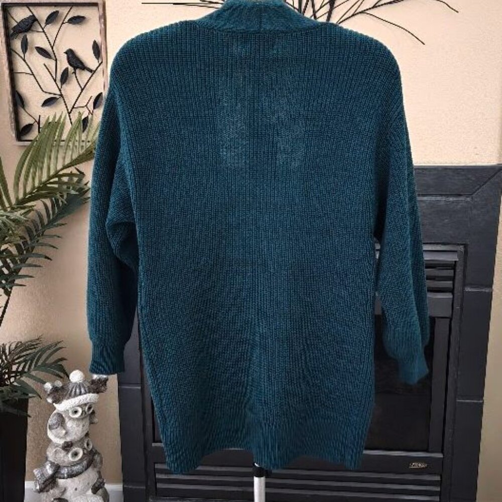 NWT Universal Thread sz XS teal open front oversized cardigan w/pockets - Picture 2 of 3